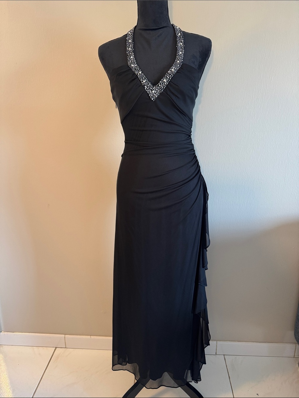 Betsy & Adam beaded evening gown